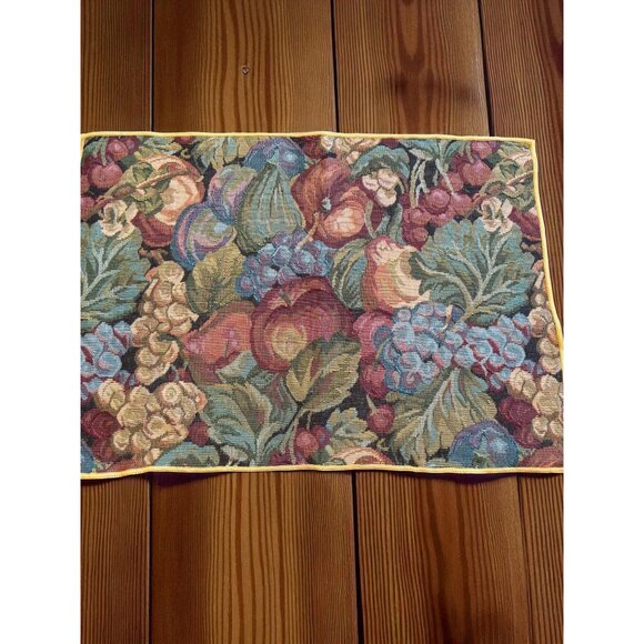 Set of 6 Fabric Tapestry Placemats Fruit Grapes, Cherry , Apple , Pear 18.5x13 - Picture 7 of 8